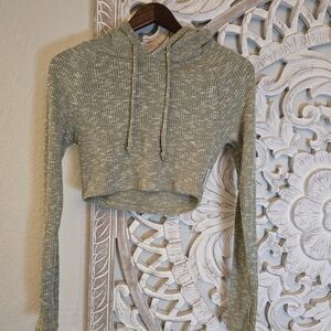 Gymshark SLOUNGE CROPPED HOODIE XS Khaki Green Comfy